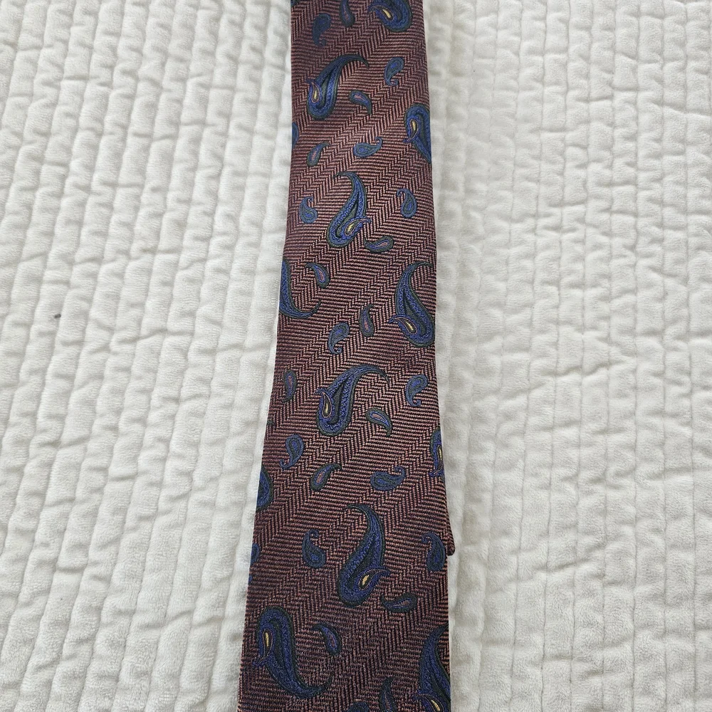 JZ Gallery Classic Burnt Orange and Blue Paisley Tie
